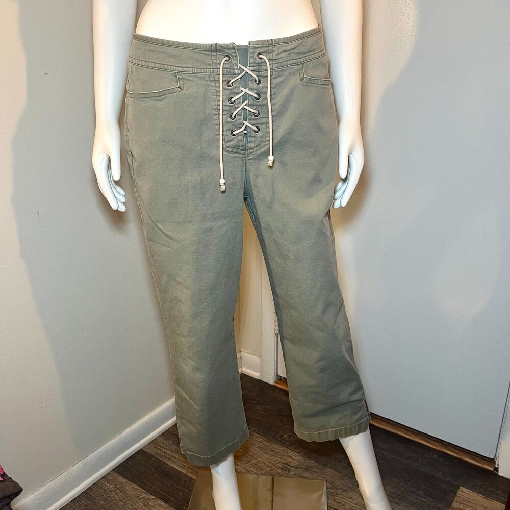 Vintage 2003 Gloria Vanderbilt Lace-Up Capris 8 Military Grunge Y2K 2000s Goblin